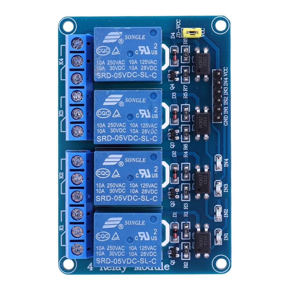 Relay Module 4 Channel - 5V 12V 4チャンネルリレーボード、オプトカプラ付きリレー拡張ボード、AVR 51 PIC 4ウェイリレーモジュール（Arduino用）