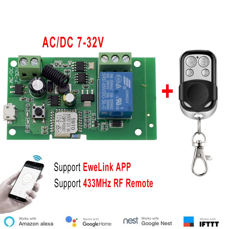 Relay Module 1 Channel - Ewelink AC/DC 5V 7V-32V 1 チャンネル