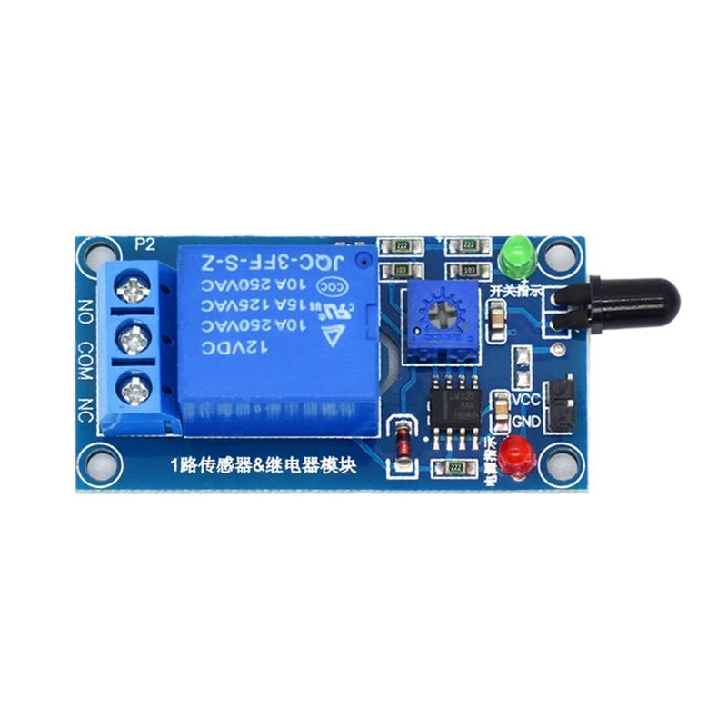 Relay Module 1 Channel - 赤外線（IR）1チャンネル、5V/12V対応、炎検知センサーモジュール、火災警報センサー、リレーモジュール