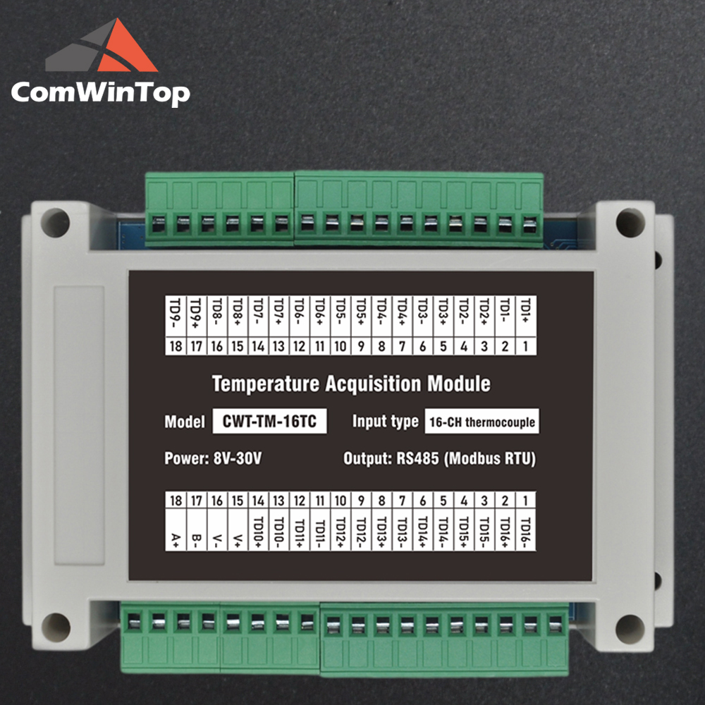 Thermocouple Module K Type - 16チャンネルK型熱電対RS485 Modbus出力温度取得モジュール
