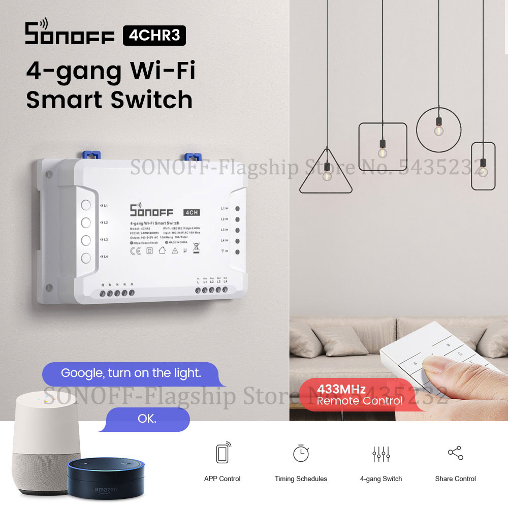 Itead sonoff 4ch r3 wifiワイヤレスリ - Relay Module 1 Channel のレビューと価格