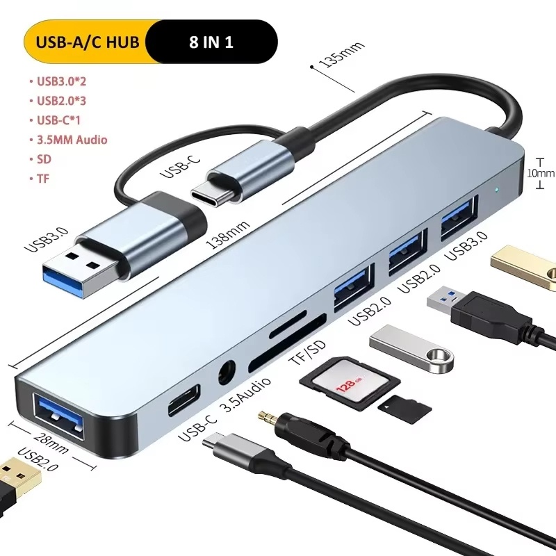 タイプCハブUSBスプリッター 8in1 USBエクステンダ - Sd Card Module のレビューと価格