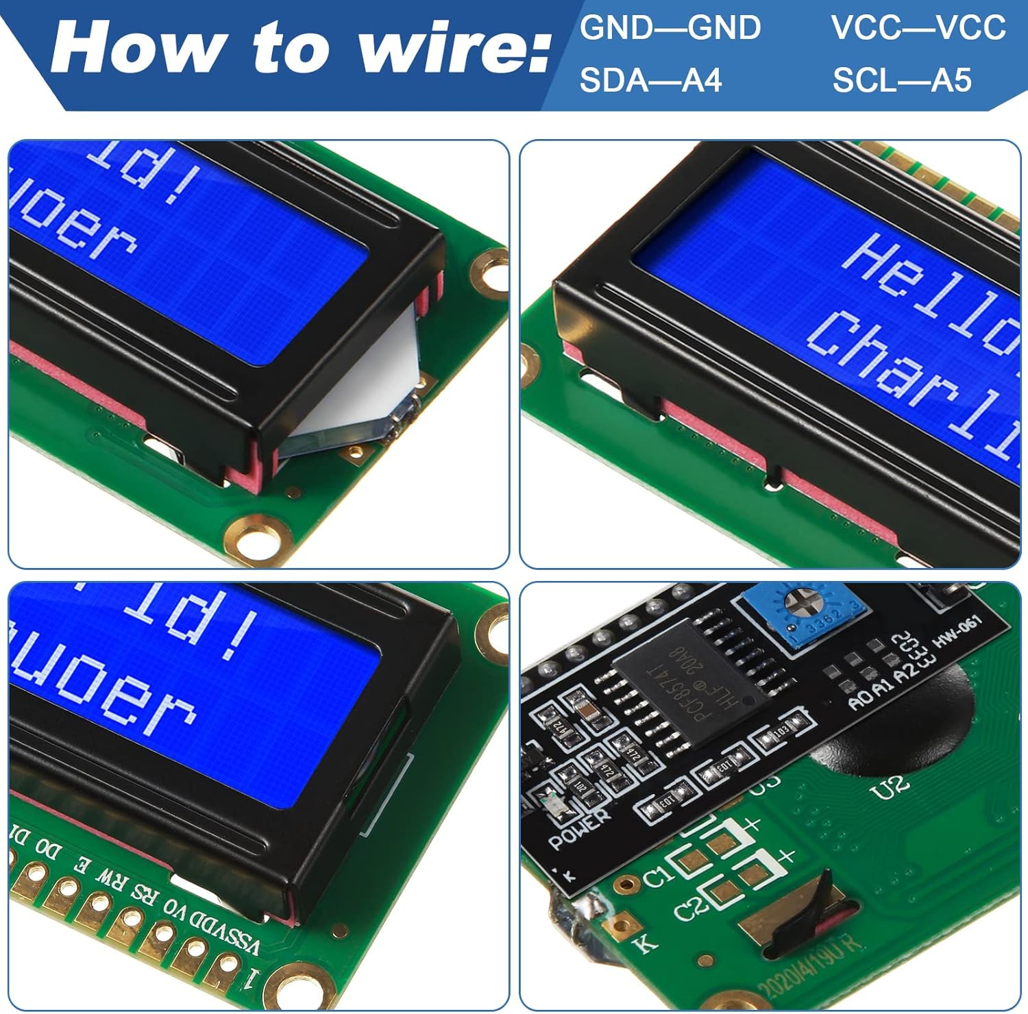 1セット 1602 LCD 20*4 ブルースクリーン I2 - Lcd 1602 のレビューと価格